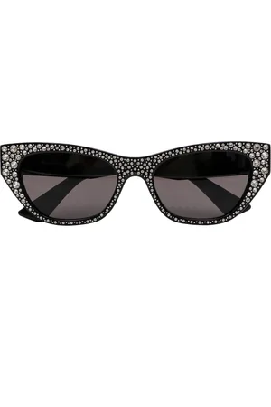 Alexander McQueen Akcesoria, Kobieta, Czarny, ONE SIZE, Czarne Okulary Przeciwsłoneczne Cat-Eye Wyprodukowane we Włoszech