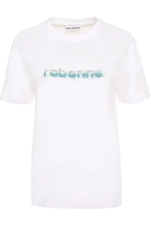 Paco rabanne Koszulki, Kobieta, Biały, M, T-shirt z piórami i bawełny