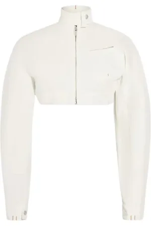 Jacquemus Kurtki, Kobieta, Biały, S, Denim, Biała Kurtka Denimowa z Zapięciem na Zamek
