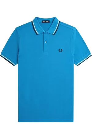 Fred Perry Koszulki, Mężczyzna, Niebieski, 2XL, Niebieski Polo z Paskami na Kołnierzu