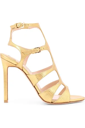 Tom Ford Buty, Kobieta, Żółty, 41 EU, Złote skórzane sandały na wysokim obcasie