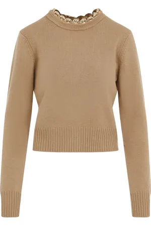 Paco rabanne Swetry, Kobieta, brązowy, M, Kaszmir, Luksusowy Sweter w Kolorze Camel