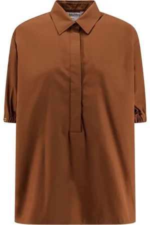 Max Mara Bluzki, Kobieta, brązowy, XL, Brązowa Koszula z Ukrytym Zapięciem na Guziki