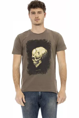 Trussardi Koszulki, Mężczyzna, brązowy, 2XL, Action Cotton T-Shirt z nadrukiem na przodzie