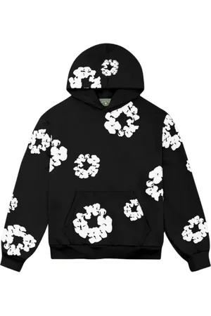 DENIM TEARS Bluzy, Mężczyzna, Czarny, M, Czarna bawełniana bluza z wiankiem
