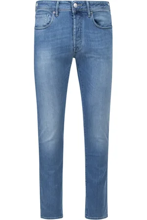 Incotex Jeansy, Mężczyzna, Niebieski, W42, Zamsz, Niebieskie Jeansyy z Zamszową Tylną Kieszenią