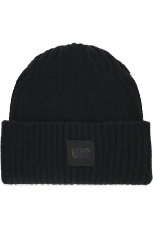 UGG Akcesoria, Kobieta, Czarny, ONE SIZE, Czarna wełniana czapka beanie