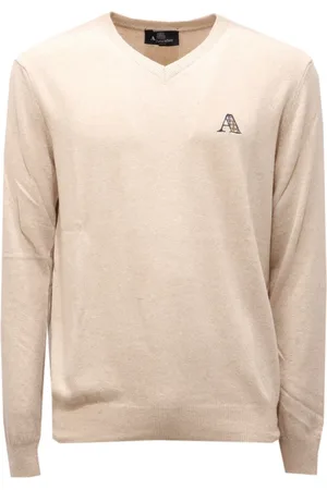 Aquascutum Swetry, Mężczyzna, Beżowy, 2XL, Sweter z wełnianym dekoltem V