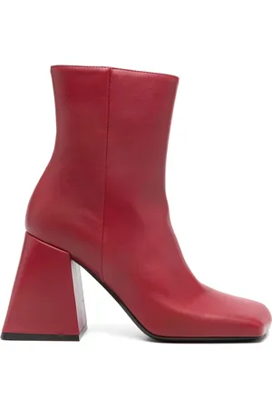 vic matiè Buty, Kobieta, Czerwony, 39 EU, Czerwone Skórzane Botki z Średnimi Obcasami