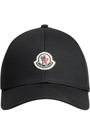 Moncler Akcesoria, Mężczyzna, Czarny, ONE SIZE, Czarna Bawełniana Czapka Baseballowa