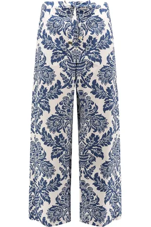 Max Mara Spodnie, Kobieta, Wielobarwność, XS, Białe Spodnie Cropped z Elastycznym Pasem