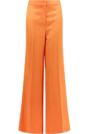 Stella McCartney Spodnie, Kobieta, Pomarańczowy, S, Pomarańczowe Spodnie Dzwony z Zapięciem na Zamek