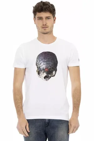 Trussardi Koszulki, Mężczyzna, Biały, 3XL, Smuky Biały T-Shirt z Nadrukiem na Przodzie
