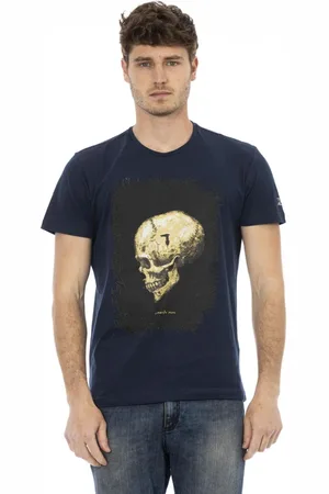 Trussardi Koszulki, Mężczyzna, Niebieski, S, Casual T-shirt z okrągłym dekoltem