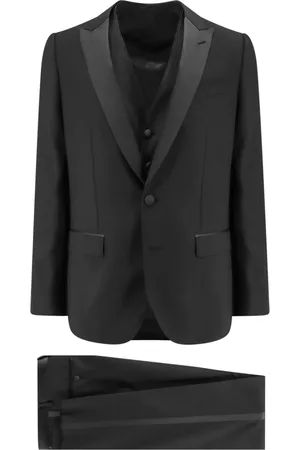 Dolce & Gabbana Garnitury, Mężczyzna, Czarny, M, Czarne Sukienki z Reversami i Guzikami