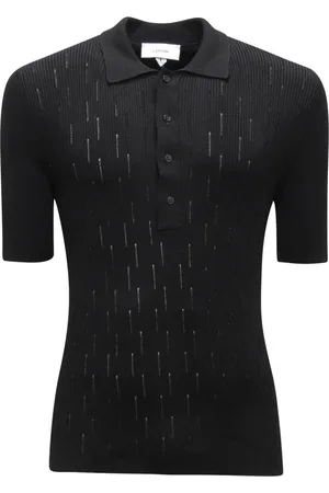 LARDINI Koszulki, Mężczyzna, Czarny, M, Perforowana Włoska Stylowa Koszula Modelowa