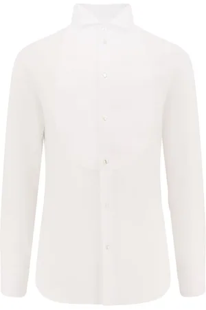 Giorgio Armani Koszule, Mężczyzna, Biały, L, Biała Koszula z Kołnierzykiem Wing Włochy