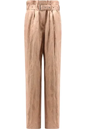 DRIES VAN NOTEN Spodnie, Kobieta, Różowy, L, Różowe Spodnie z Lnu o Wysokim Stanie