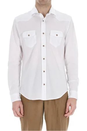 ELEVENTY Koszule, Mężczyzna, Biały, 2XL, Biała Casualowa Koszula Texan