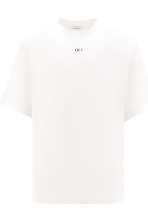 OFF-WHITE Koszulki, Mężczyzna, Biały, S, Żakardowy T-shirt z bawełny