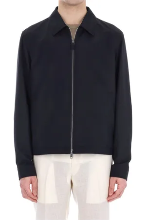 Ermenegildo Zegna Bluzy, Mężczyzna, Niebieski, L, Niebieski Płaszcz Blouson z Mikrofibry Motorin