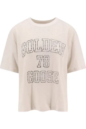 Golden Goose Koszulki, Kobieta, Biały, M, Białe T-shirty i Pola z ściągaczem na szyję