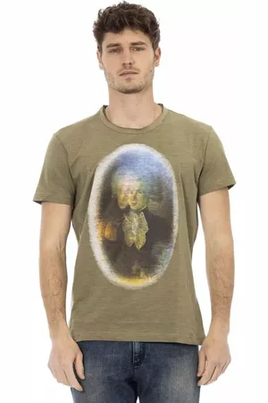 Trussardi Koszulki, Mężczyzna, Zielony, L, Bawełna, Smaragdzielony Bawełniany T-shirt
