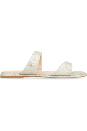 Michael Kors Buty, Kobieta, Żółty, 40 EU, Glitter Skórzane Sandały Okrągły Nosek