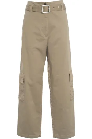 Pinko Spodnie, Kobieta, Beżowy, S, Nylon, Spodnie Cargo z szerokimi nogawkami 