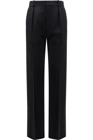 Saint Laurent Spodnie, Mężczyzna, Czarny, M, Wełna, Czarne Wełna Haczyk Zamek Spodnie