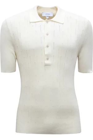 LARDINI Koszulki, Mężczyzna, Biały, M, Elegancka Koszula Z Dzianiny Made in Italy