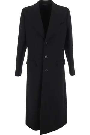 Dolce & Gabbana Płaszcze, Mężczyzna, Czarny, L, Czarny Płaszcz z Wełnianej Mieszanki