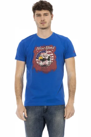 Trussardi Koszulki, Mężczyzna, Niebieski, XL, Casual T-shirt z krótkim rękawem