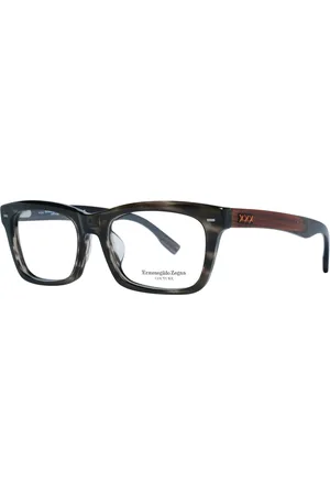 Ermenegildo Zegna Akcesoria, Mężczyzna, brązowy, ONE SIZE, Szare Okulary Optyczne Prostokątne