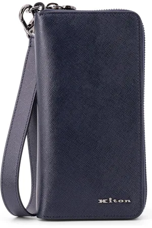 Kiton Akcesoria, Mężczyzna, Niebieski, ONE SIZE, Portfel z zamkiem na karty