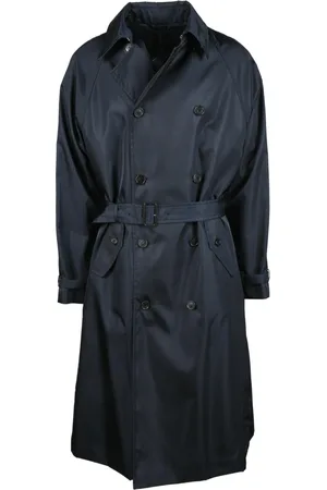 Prada Płaszcze, Mężczyzna, Niebieski, L, Klasyczny Trenchcoat z Rękawami Raglan