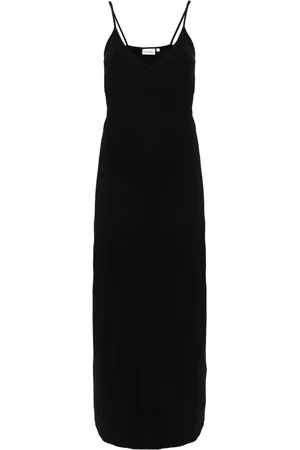 Calvin Klein Sukienki, Kobieta, Czarny, S, Nylon, Czarna Maxi Sukienka z Nausznikiem