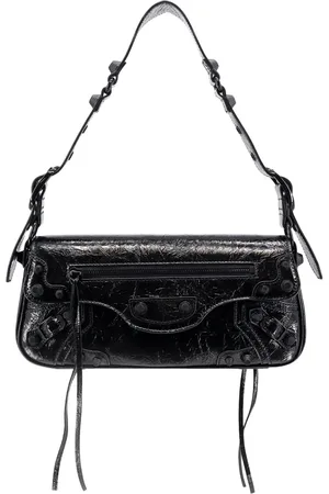 Balenciaga Torebki, Kobieta, Czarny, ONE SIZE, Len, Czarna Torba na Ramię z Zatrzaskiem