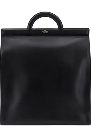 VALENTINO GARAVANI Torebki, Mężczyzna, Czarny, ONE SIZE, Len, Czarna Skórzana Torba na Ramię Zamykanie na Magnes