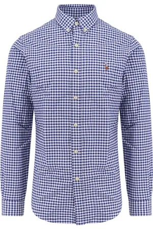 Ralph Lauren Koszule, Mężczyzna, Niebieski, S, Niebieska Koszula z Zapinanym Kołnierzykiem i Długim Rękawem