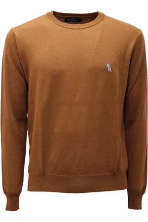 Aquascutum Swetry, Mężczyzna, brązowy, M, Lekki Sweter z Wełny Okrągły Dekolt