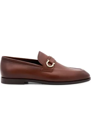 Salvatore Ferragamo Buty, Mężczyzna, brązowy, 43 EU, Brązowe płaskie buty z metalowym detalem