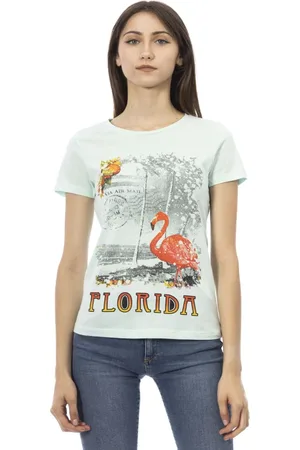 Trussardi Koszulki, Kobieta, Niebieski, L, Krótki Rękaw Okrągły Dekolt T-shirt