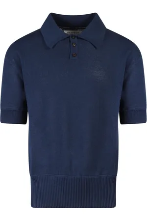 Maison Margiela Koszulki, Mężczyzna, Niebieski, S, Sweter Polo z mieszanki wełny