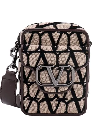 VALENTINO GARAVANI Torebki, Mężczyzna, Wielobarwność, ONE SIZE, Len, Beżowe Torby z Zdejmowanym Paskiem