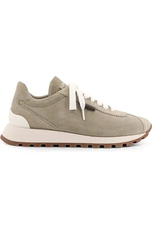 Brunello Cucinelli Buty, Kobieta, Szary, 36 EU, Zamsz, Szare Sneakersy z Detalem Logo