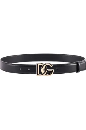 Dolce & Gabbana Akcesoria, Kobieta, Czarny, 90 CM, Czarny skórzany pasek z złotą sprzączką