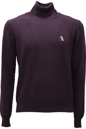 Aquascutum Swetry, Mężczyzna, Fioletowy, S, Wełna, Fioletowy sweter z golfem wiskoza/wełna