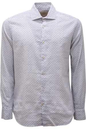 BROOKSFIELD Koszule, Mężczyzna, Biały, S, Slim Fit Koszula lniano-bawełniana