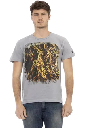 Trussardi Koszulki, Mężczyzna, Szary, L, Bawełna, Szara koszulka z krótkim rękawem Casual Elegance